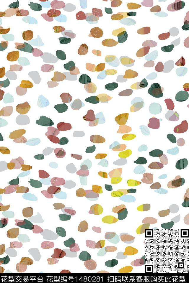 小清新真丝笔触数码印花华亿平台下载（图片编号: 1480281） - 瓦栏（Walan）