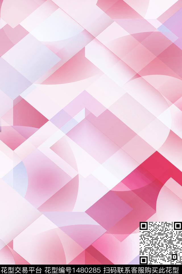 抽象小清新真丝数码印花华亿平台下载（图片编号: 1480285） - 瓦栏（Walan）