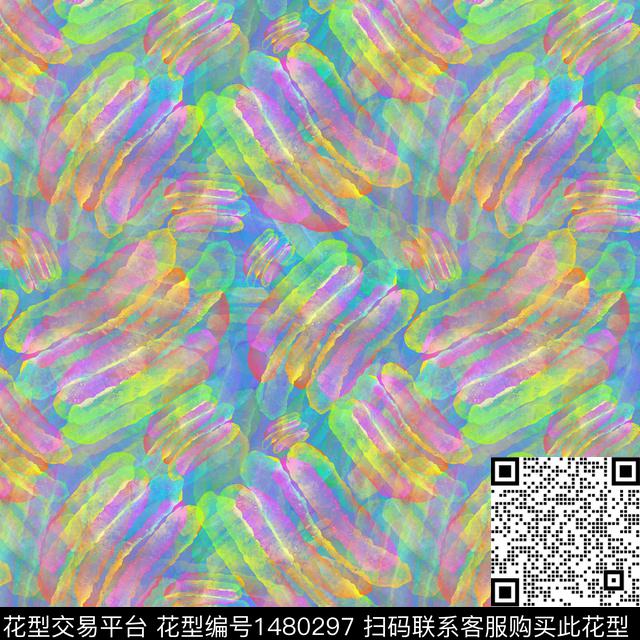 肌理手绘条纹数码印花华亿平台下载（图片编号: 1480297） - 瓦栏（Walan）