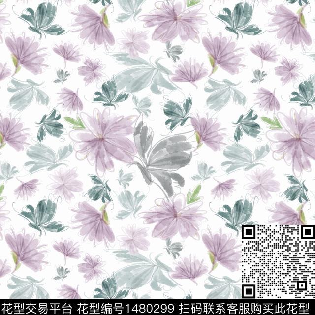 花卉手绘小碎花数码印花华亿平台下载（图片编号: 1480299） - 瓦栏（Walan）