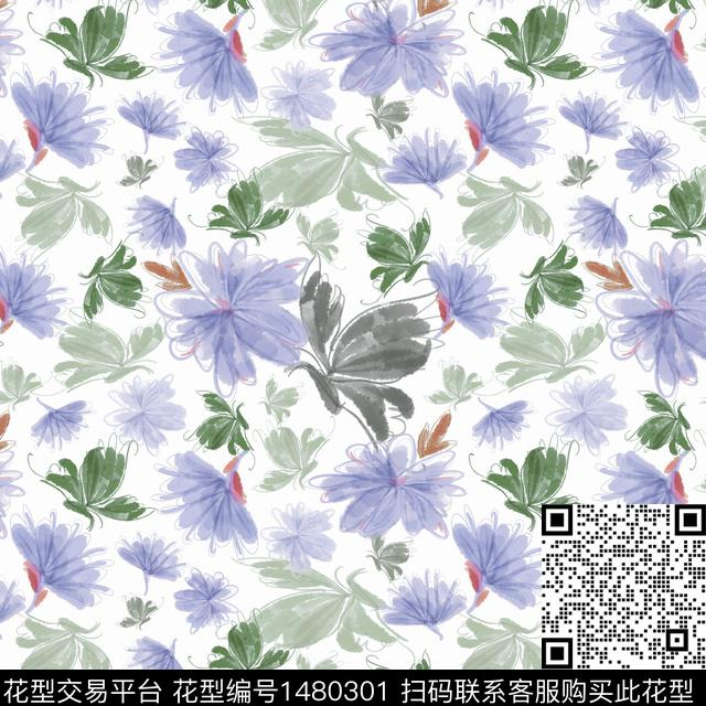 花卉手绘小碎花数码印花华亿平台下载（图片编号: 1480301） - 瓦栏（Walan）