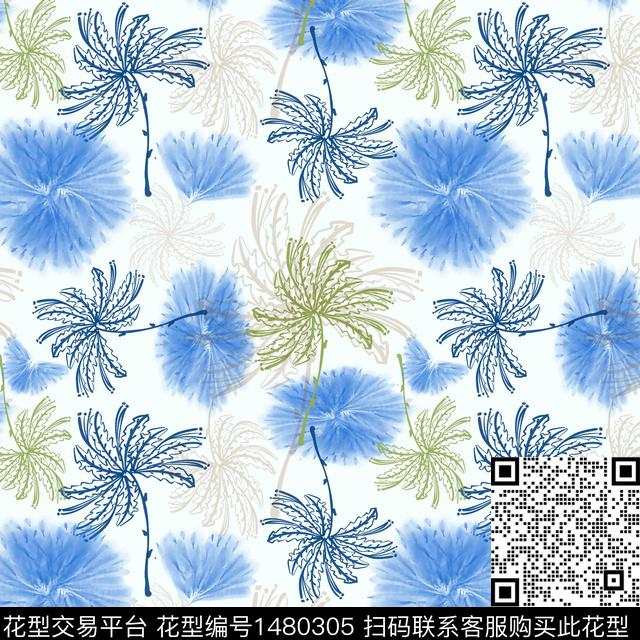 花卉手绘小碎花数码印花华亿平台下载（图片编号: 1480305） - 瓦栏（Walan）