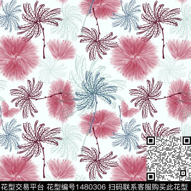 花卉手绘小碎花数码印花华亿平台下载（图片编号: 1480306） - 瓦栏（Walan）