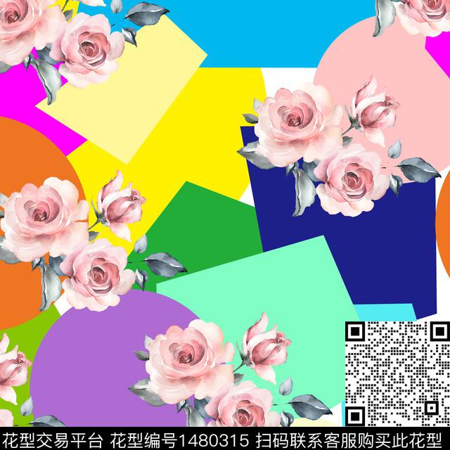 几何几何花卉花卉数码印花华亿平台下载（图片编号: 1480315） - 瓦栏（Walan）