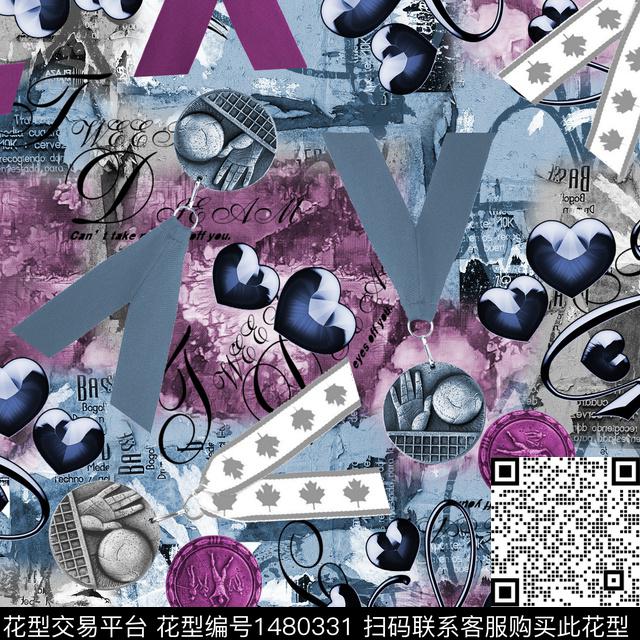 几何字母休闲数码印花华亿平台下载（图片编号: 1480331） - 瓦栏（Walan）