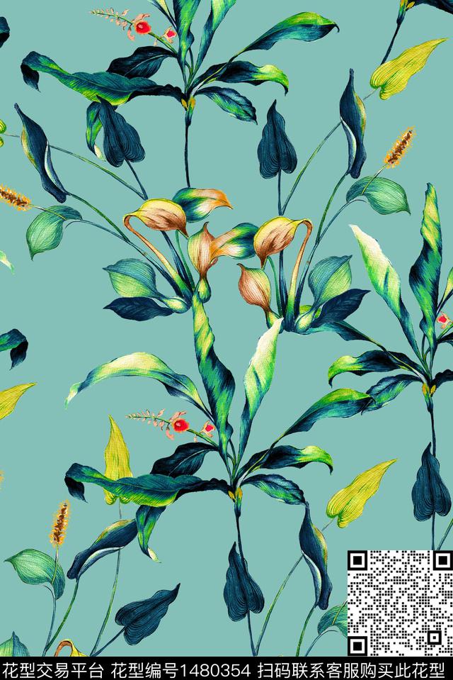 女装花卉真丝数码印花华亿平台下载（图片编号: 1480354） - 瓦栏（Walan）