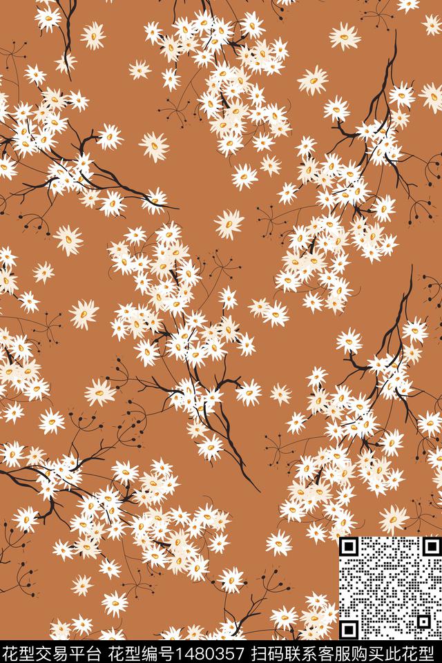 花卉年轻女性大牌风数码印花华亿平台下载（图片编号: 1480357） - 瓦栏（Walan）