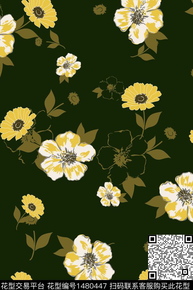 绿植树叶水彩大牌风传统印花华亿平台下载（图片编号: 1480447） - 瓦栏（Walan）