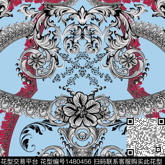 民族风卷草罗马纹数码印花华亿平台下载（图片编号: 1480456） - 瓦栏（Walan）