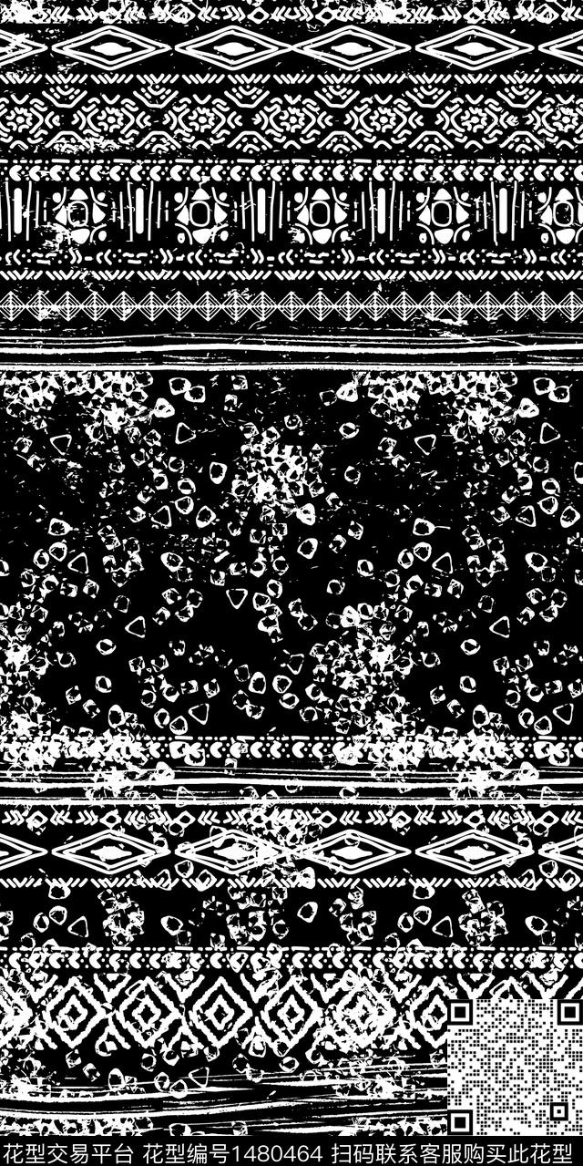 几何定位花民族风数码印花华亿平台下载（图片编号: 1480464） - 瓦栏（Walan）