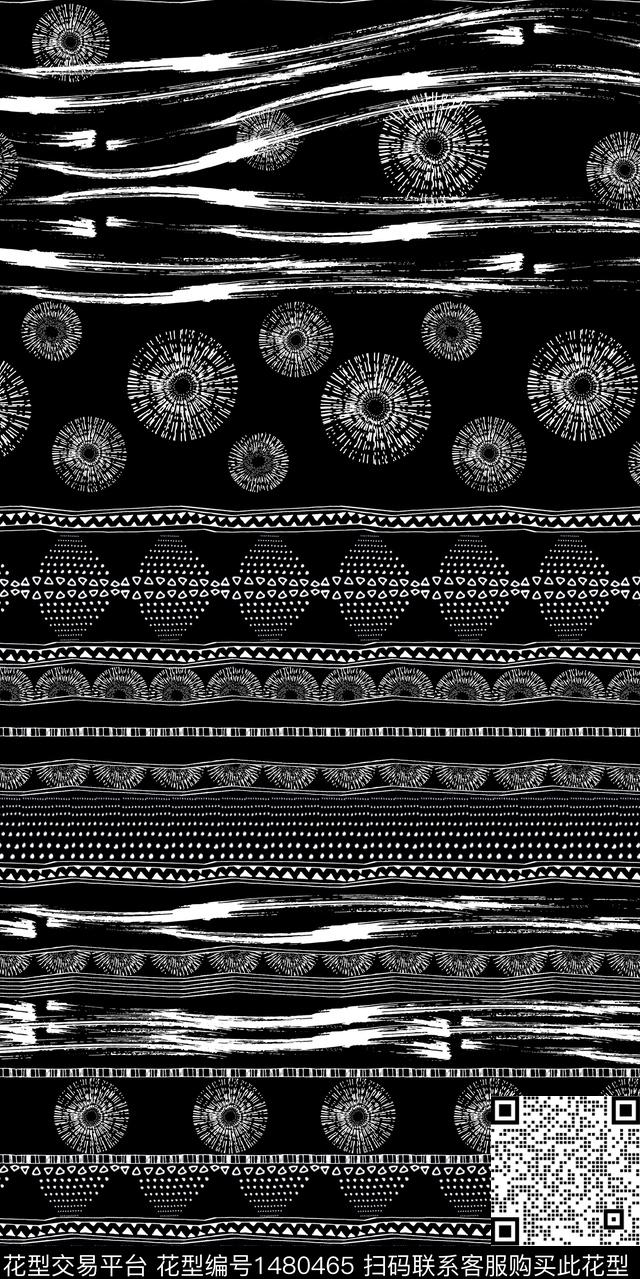 几何定位花民族风数码印花华亿平台下载（图片编号: 1480465） - 瓦栏（Walan）
