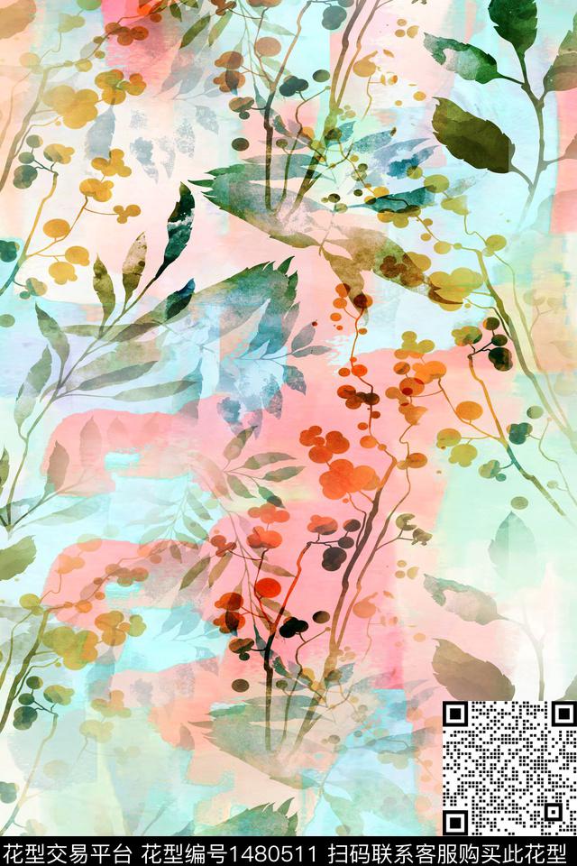 肌理抽象真丝数码印花华亿平台下载（图片编号: 1480511） - 瓦栏（Walan）