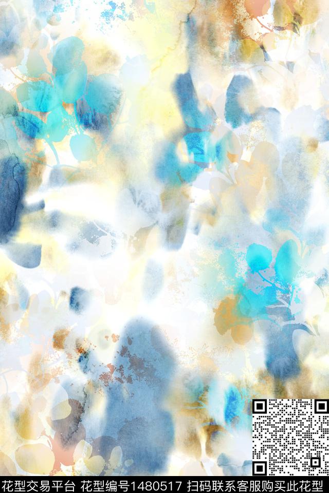 肌理抽象真丝数码印花华亿平台下载（图片编号: 1480517） - 瓦栏（Walan）