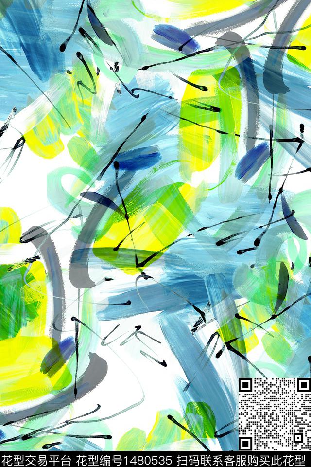 肌理抽象花卉大牌风数码印花华亿平台下载（图片编号: 1480535） - 瓦栏（Walan）