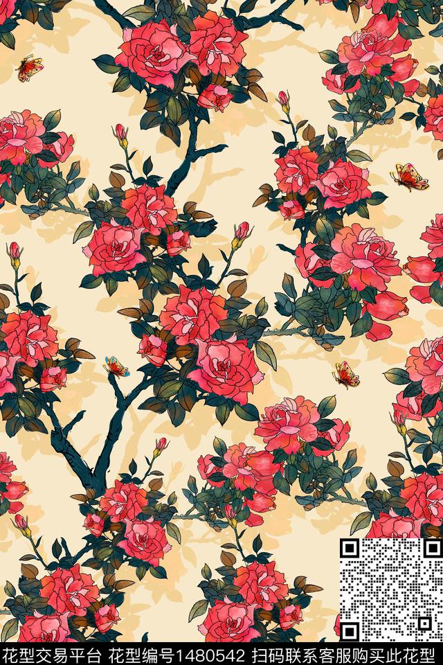 数码华亿平台女装花卉数码印花华亿平台下载（图片编号: 1480542） - 瓦栏（Walan）