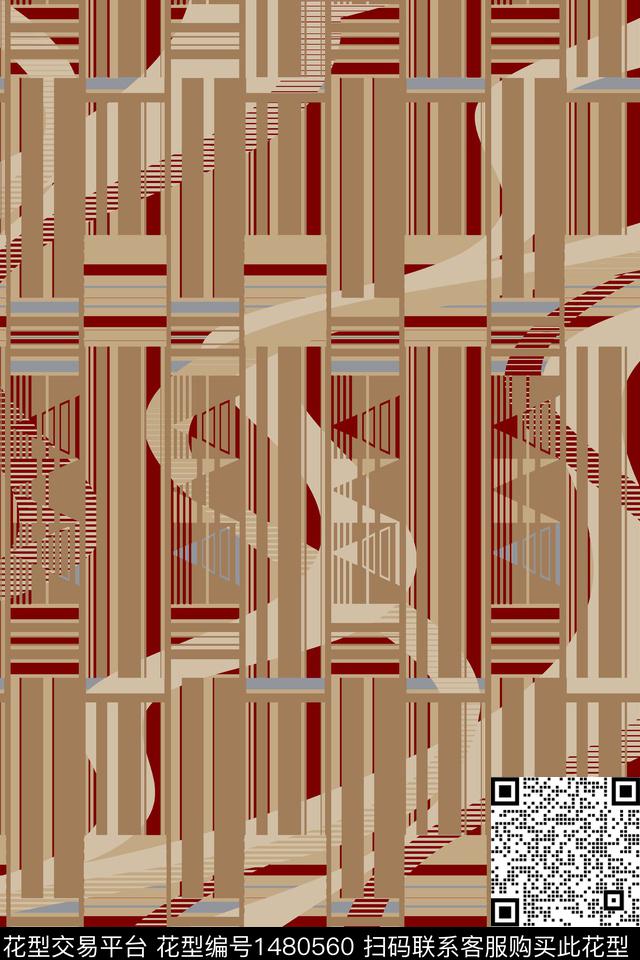 几何条纹中老年数码印花华亿平台下载（图片编号: 1480560） - 瓦栏（Walan）