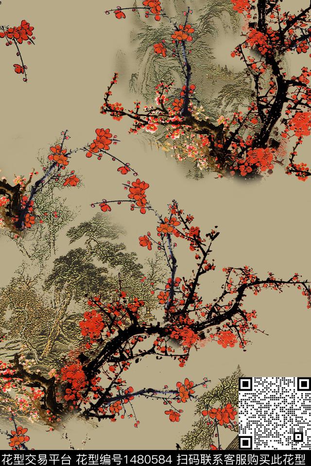 女装花卉香云纱数码印花华亿平台下载（图片编号: 1480584） - 瓦栏（Walan）