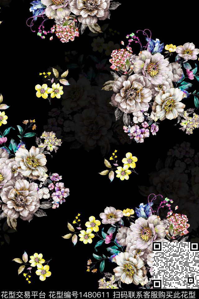 女装花卉真丝数码印花华亿平台下载（图片编号: 1480611） - 瓦栏（Walan）