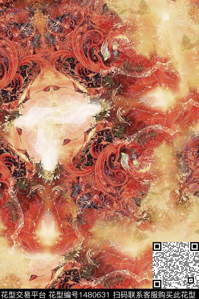 民族风中国风定位花火凤数码印花华亿平台下载（图片编号: 1480631） - 瓦栏（Walan）