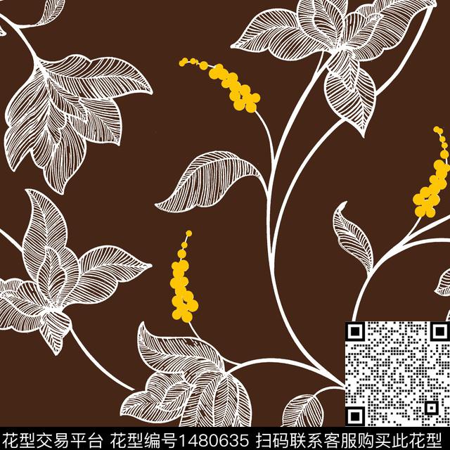 植物无缝图案满版散花传统印花华亿平台下载（图片编号: 1480635） - 瓦栏（Walan）