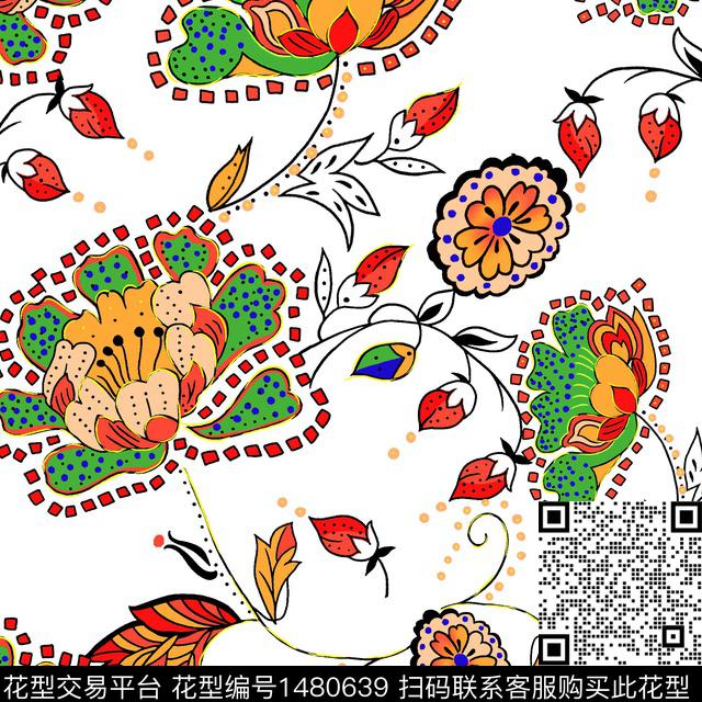 印度民族风植物传统印花华亿平台下载（图片编号: 1480639） - 瓦栏（Walan）