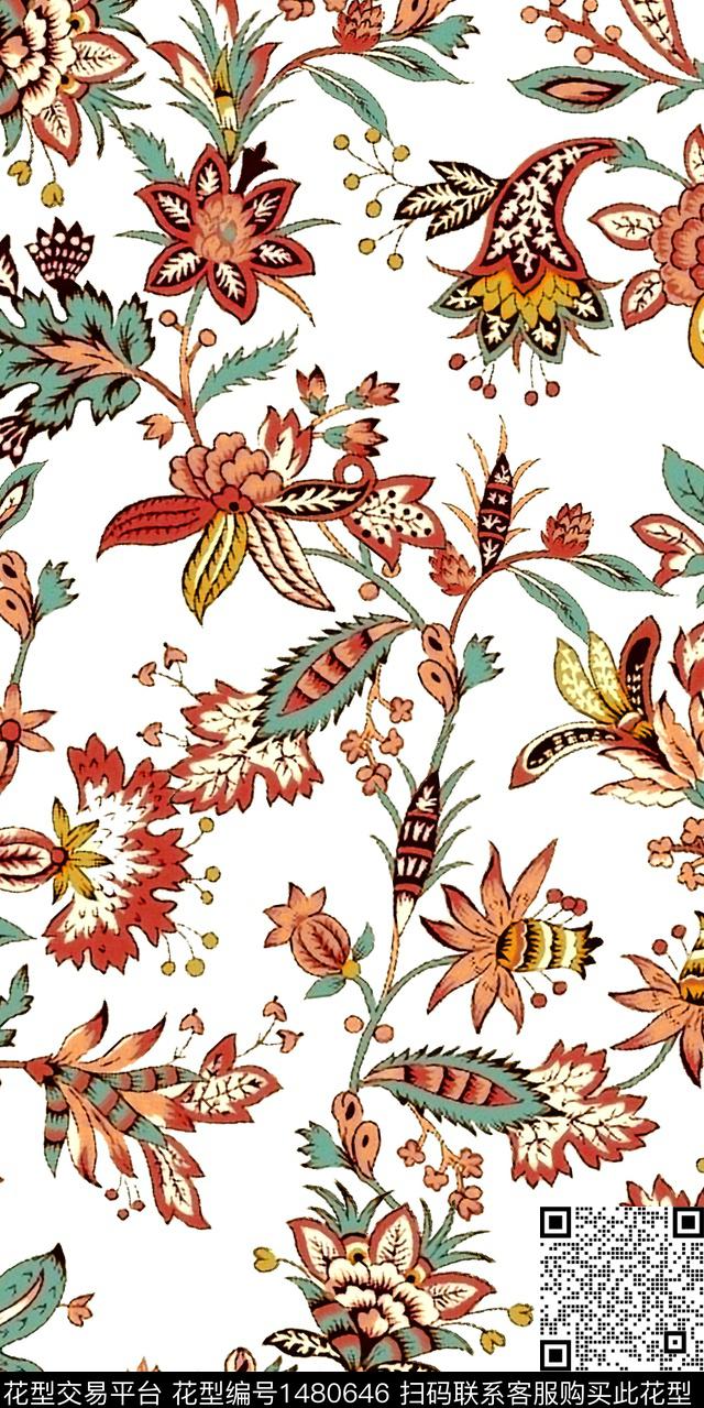印度民族风植物传统印花华亿平台下载（图片编号: 1480646） - 瓦栏（Walan）