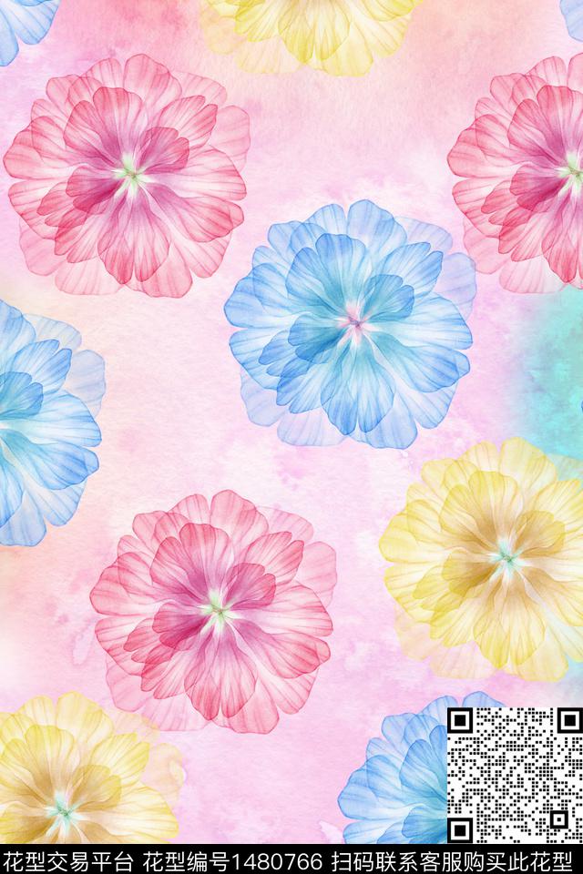 花卉小清新数码印花华亿平台下载（图片编号: 1480766） - 瓦栏（Walan）