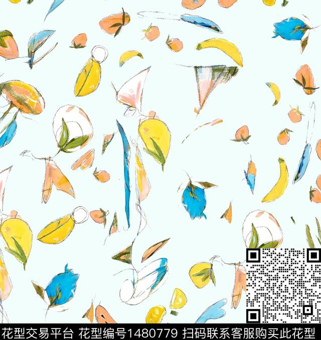 彩底花卉抽象花卉年轻女性数码印花华亿平台下载（图片编号: 1480779） - 瓦栏（Walan）