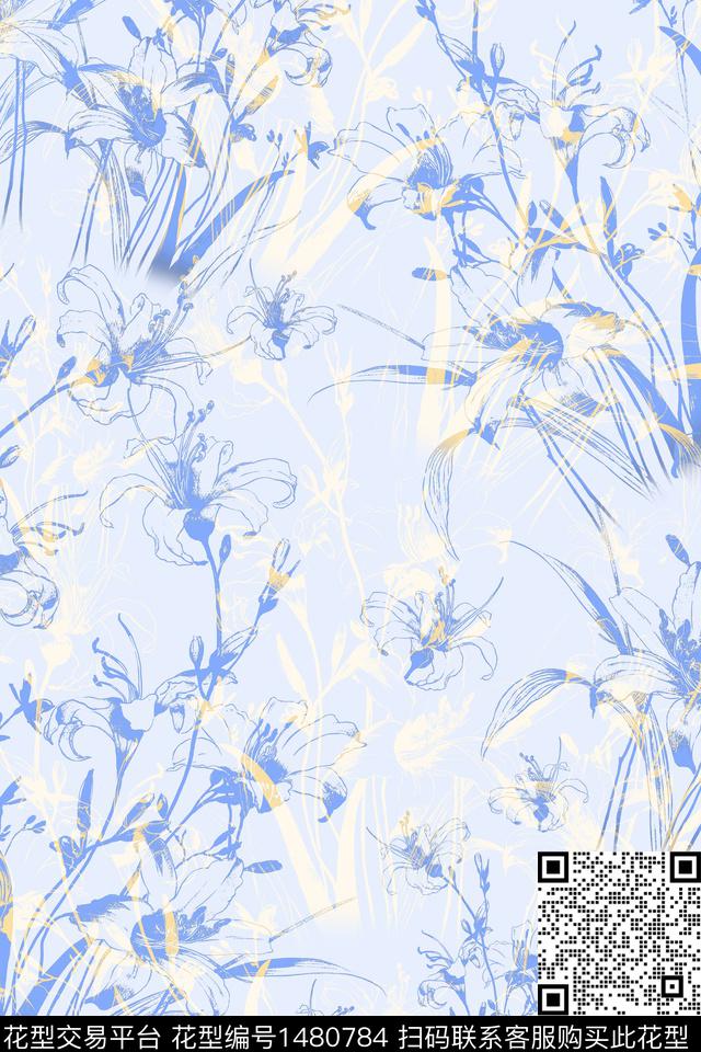 绿植树叶水彩大牌风传统印花华亿平台下载（图片编号: 1480784） - 瓦栏（Walan）