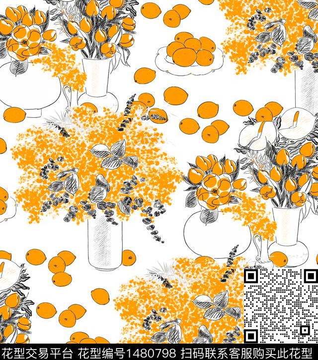 柠檬年轻女性小碎花传统印花华亿平台下载（图片编号: 1480798） - 瓦栏（Walan）