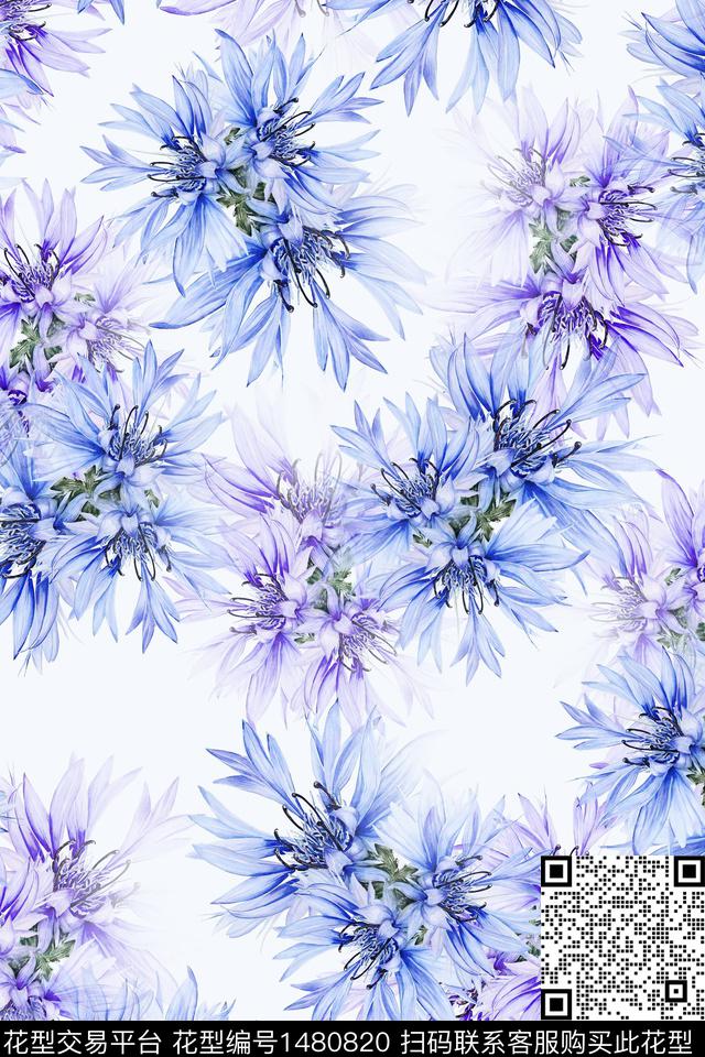 花卉大牌风小清新数码印花华亿平台下载（图片编号: 1480820） - 瓦栏（Walan）