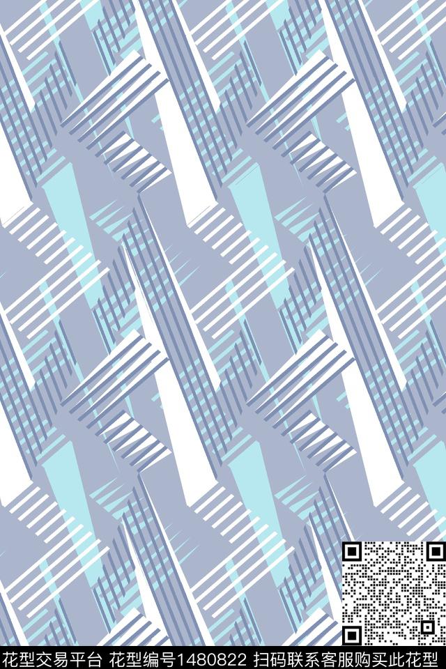 几何男装大牌风数码印花华亿平台下载（图片编号: 1480822） - 瓦栏（Walan）