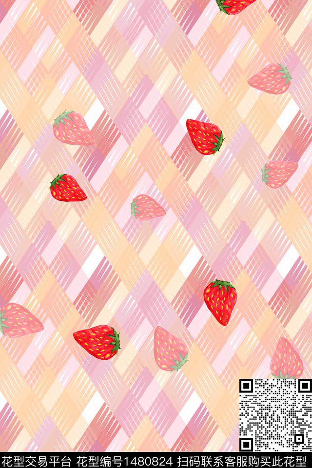 几何格子肌理数码印花华亿平台下载（图片编号: 1480824） - 瓦栏（Walan）