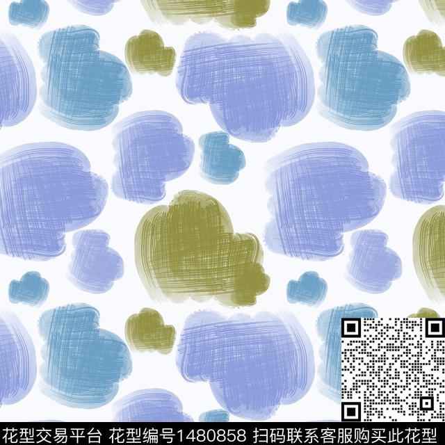 笔触手绘斑块数码印花华亿平台下载（图片编号: 1480858） - 瓦栏（Walan）