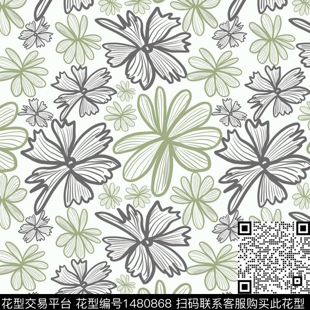 花卉手绘小碎花传统印花华亿平台下载（图片编号: 1480868） - 瓦栏（Walan）