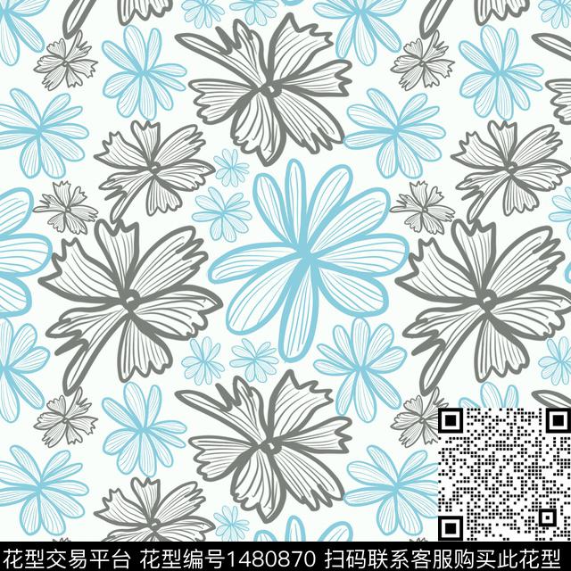 花卉手绘小碎花传统印花华亿平台下载（图片编号: 1480870） - 瓦栏（Walan）