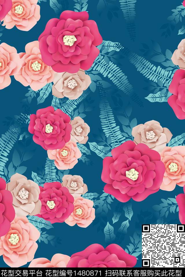 定位花中国风小碎花数码印花华亿平台下载（图片编号: 1480871） - 瓦栏（Walan）