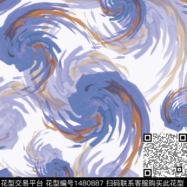 肌理手绘圆形数码印花华亿平台下载（图片编号: 1480887） - 瓦栏（Walan）