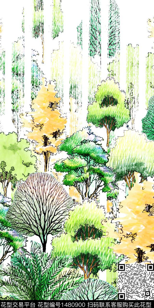 水彩定位花大牌风数码印花华亿平台下载（图片编号: 1480900） - 瓦栏（Walan）