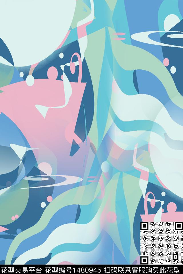 几何线条纹理数码印花华亿平台下载（图片编号: 1480945） - 瓦栏（Walan）