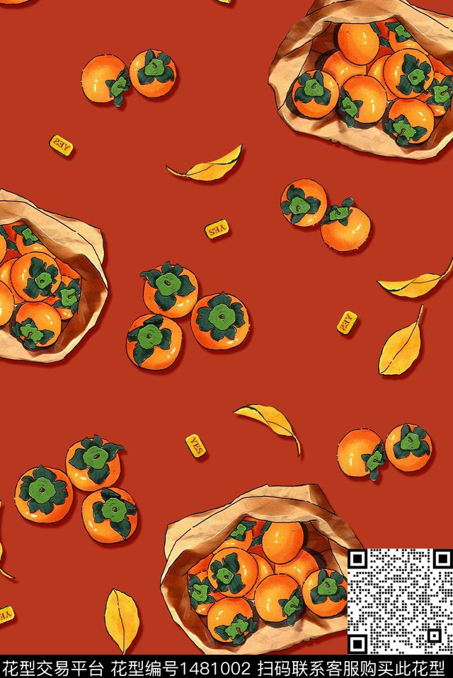 时尚女装柿子数码印花华亿平台下载（图片编号: 1481002） - 瓦栏（Walan）