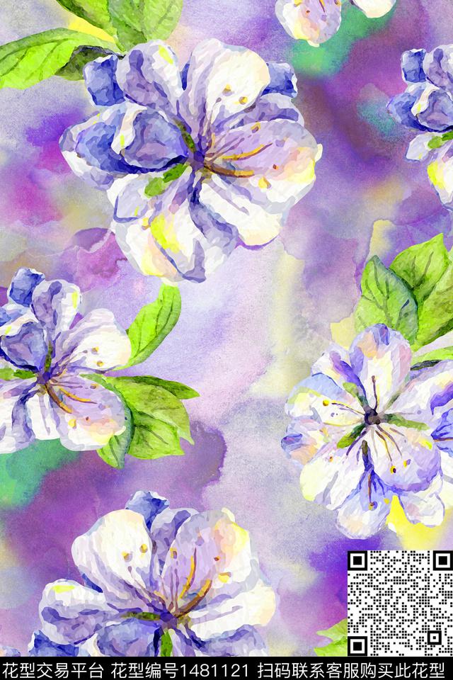 肌理花卉渐变数码印花华亿平台下载（图片编号: 1481121） - 瓦栏（Walan）