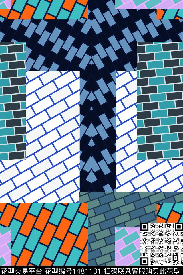 几何日本大牌风数码印花华亿平台下载（图片编号: 1481131） - 瓦栏（Walan）