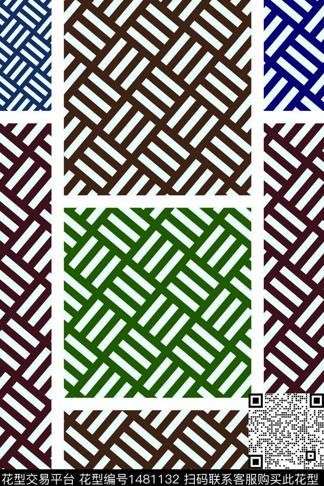 几何大牌风条纹数码印花华亿平台下载（图片编号: 1481132） - 瓦栏（Walan）