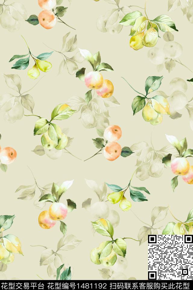绿植树叶水果大牌风数码印花华亿平台下载（图片编号: 1481192） - 瓦栏（Walan）