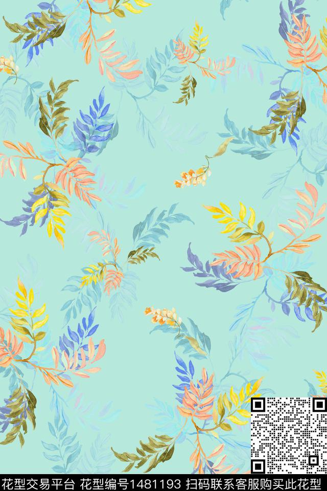 绿植树叶大牌风年轻女性数码印花华亿平台下载（图片编号: 1481193） - 瓦栏（Walan）