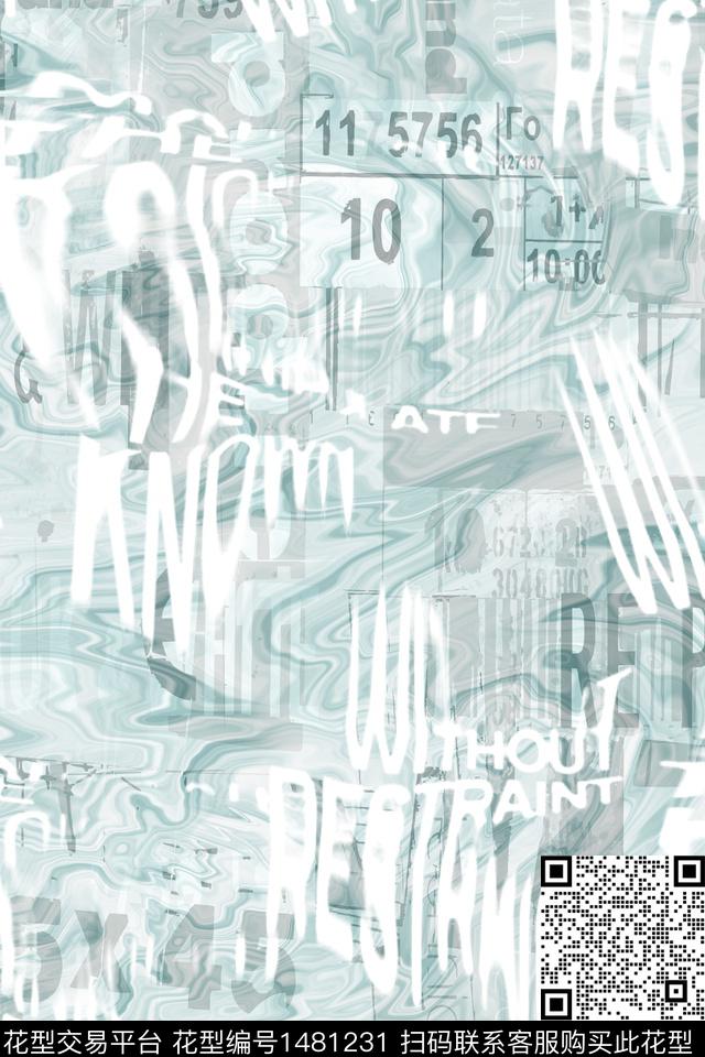 几何时尚文字数码印花华亿平台下载（图片编号: 1481231） - 瓦栏（Walan）