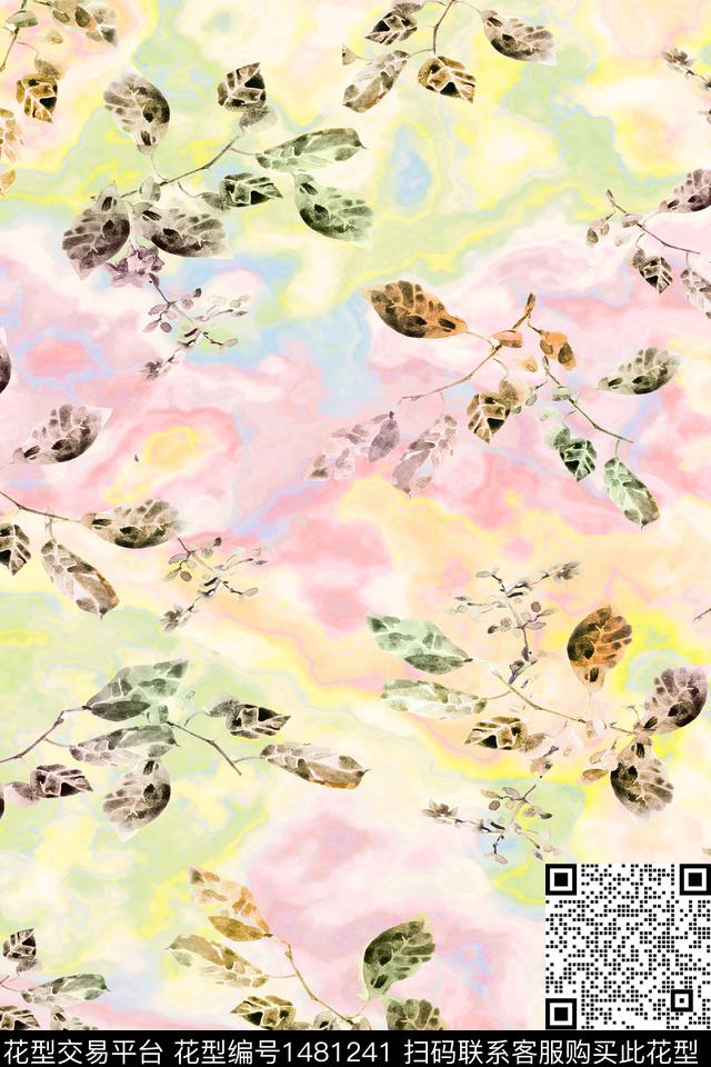 抽象小清新真丝数码印花华亿平台下载（图片编号: 1481241） - 瓦栏（Walan）