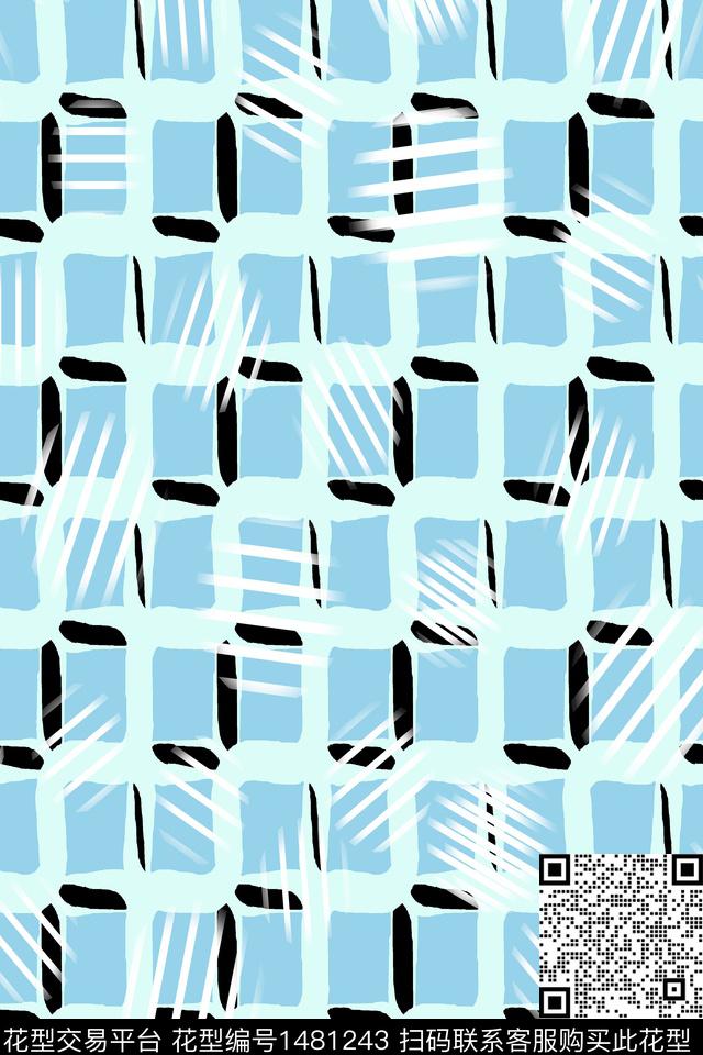 几何格子小清新数码印花华亿平台下载（图片编号: 1481243） - 瓦栏（Walan）