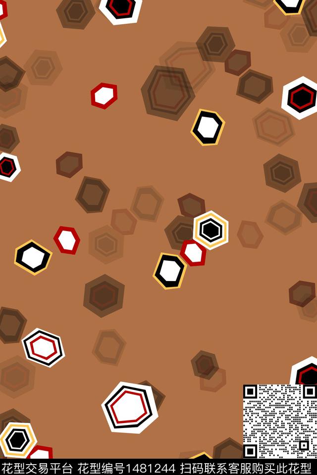 几何小清新真丝数码印花华亿平台下载（图片编号: 1481244） - 瓦栏（Walan）